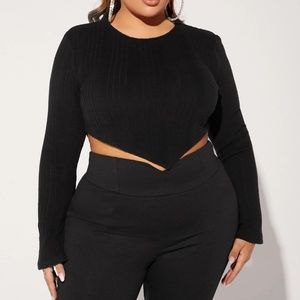 Ribbed Black Knit Crop Tee | NWOT | Size 2XL (US 16) 🖤